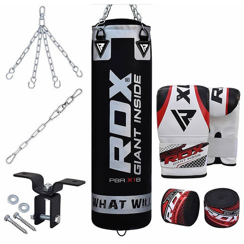 RDX 8PC BLACK ZERO IMPACT PUNCH BAG & BOXING SET-1
